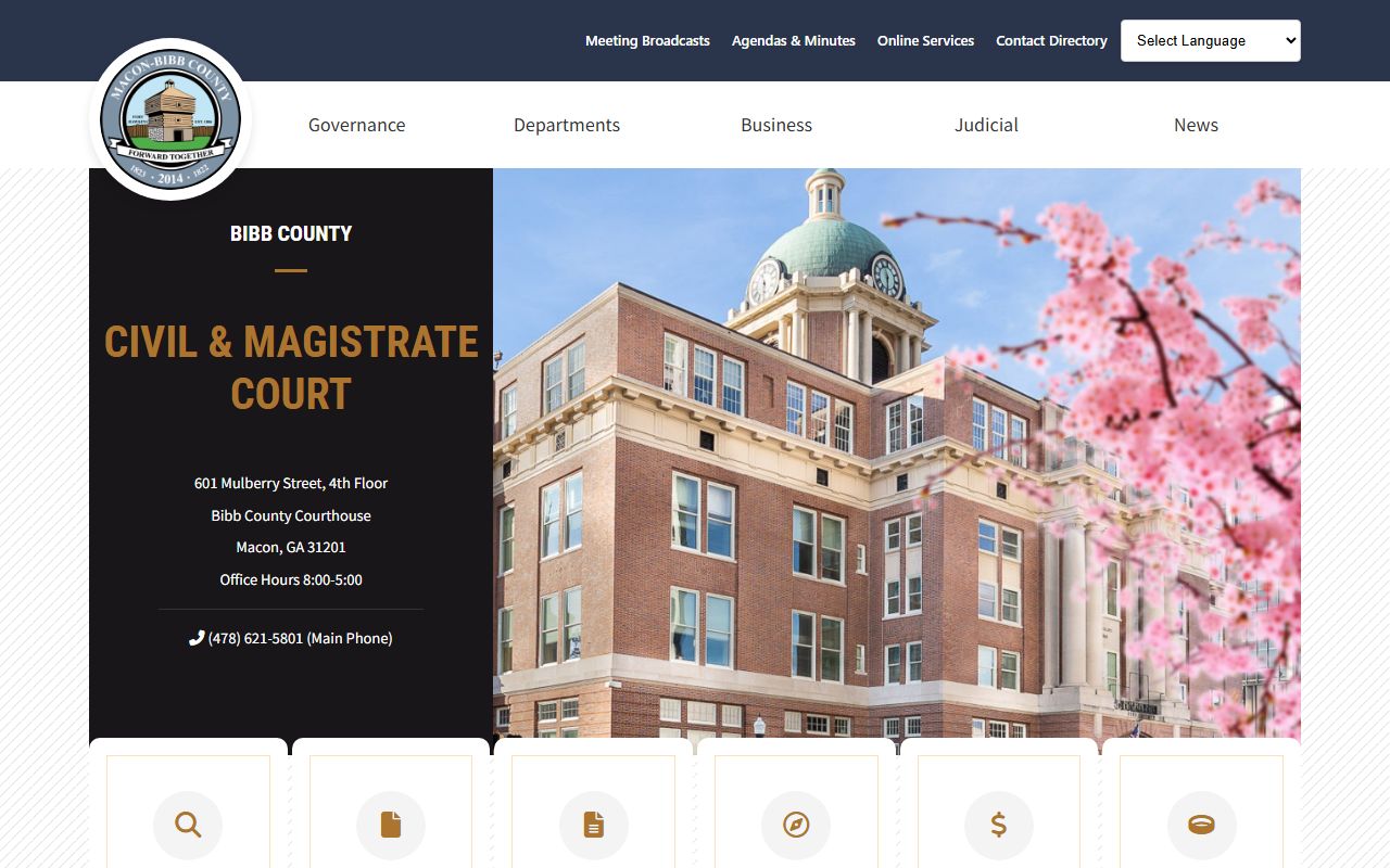 Bibb County Clerk of Superior Court Civil and Magistrate forms page