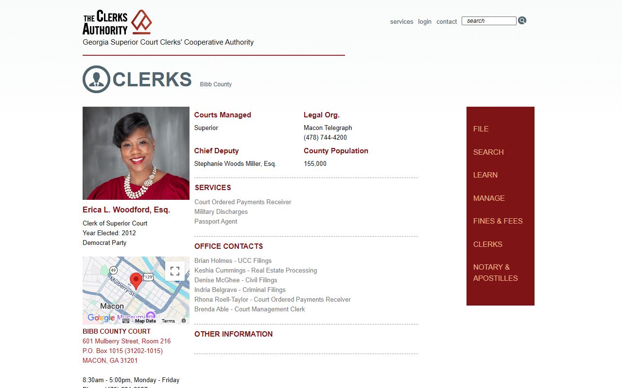 Bibb County Clerk of Superior Court GSCCCA clerk entry