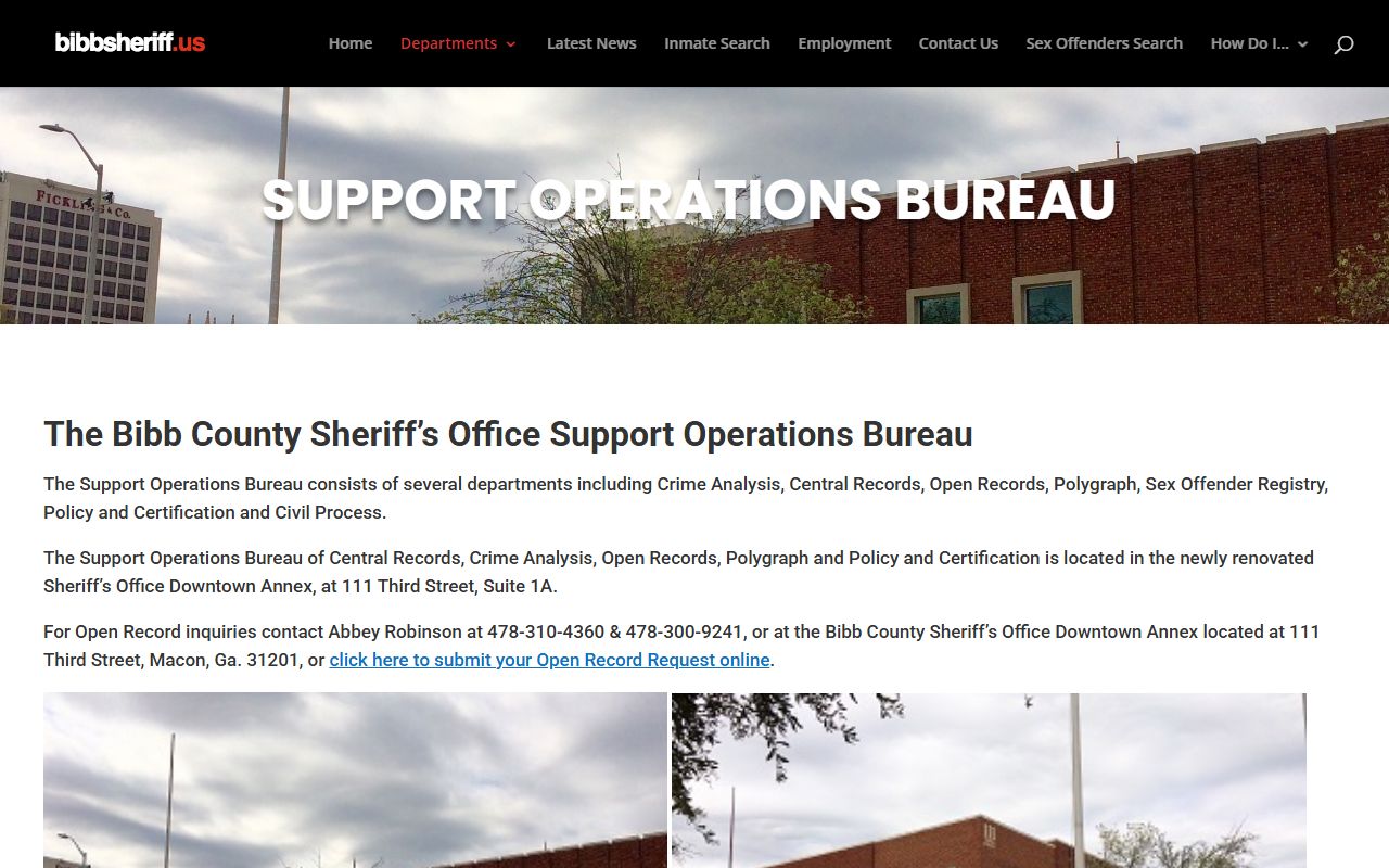 Bibb County arrest records sheriff support operations open records contacts