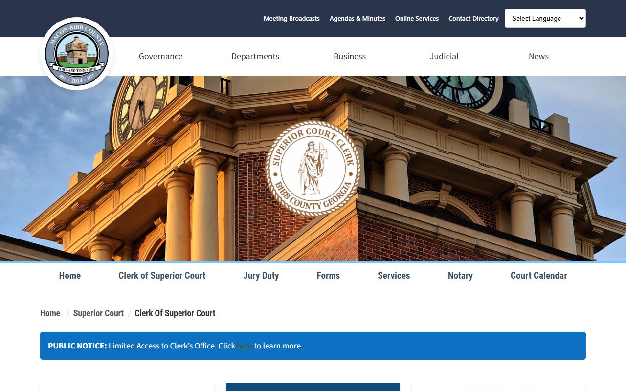 Bibb Clerk of Superior Court contact page