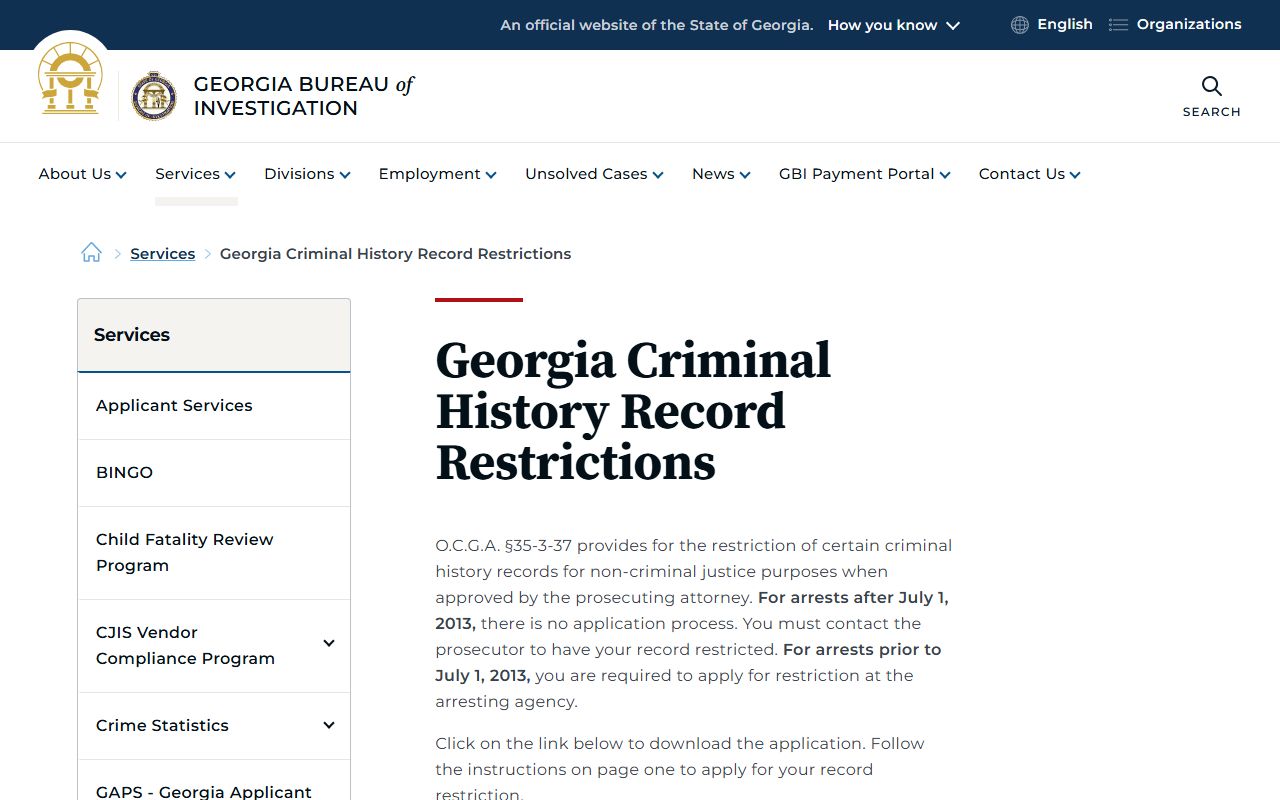 Bibb County criminal court records and Georgia GBI restriction information