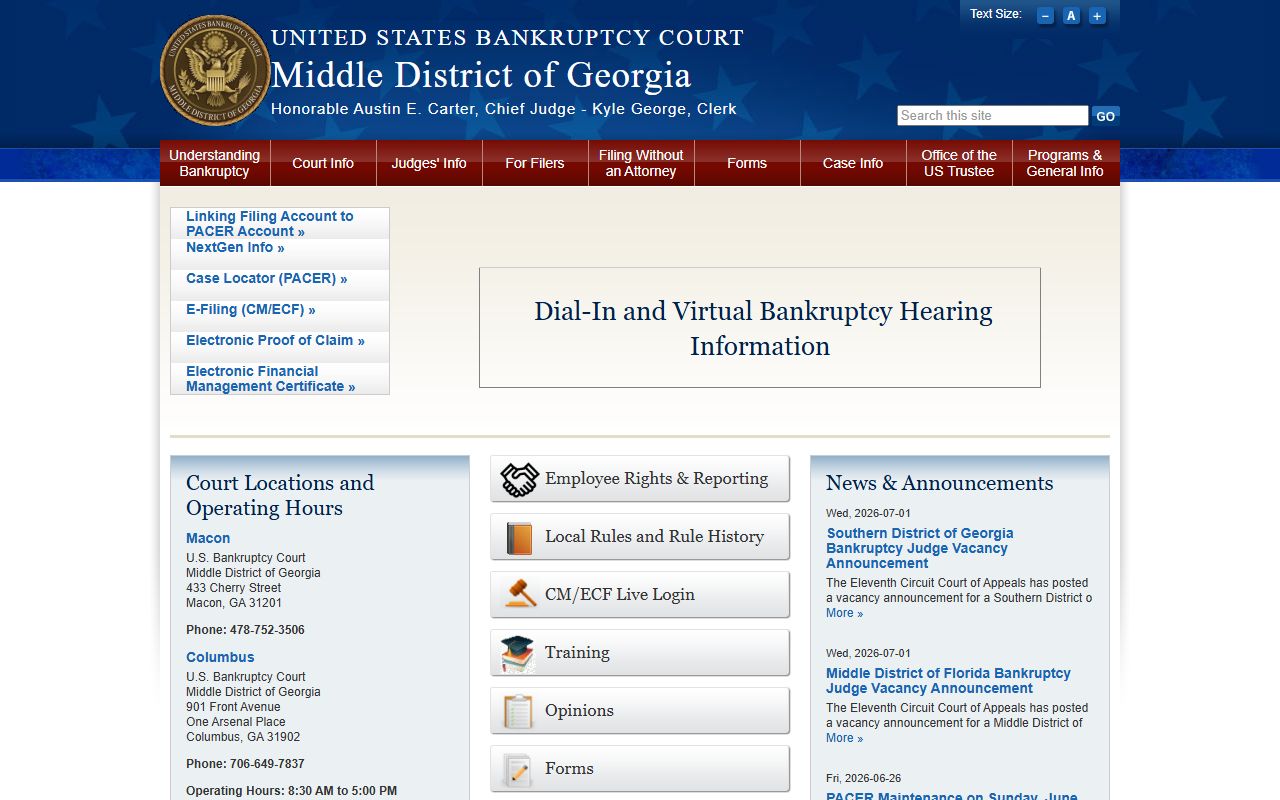 Bibb County Superior Court separate federal bankruptcy court channel