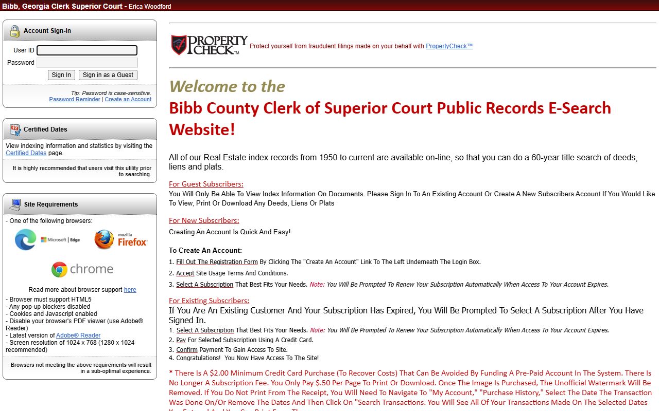 Bibb Clerk eSearch portal for land and historical records