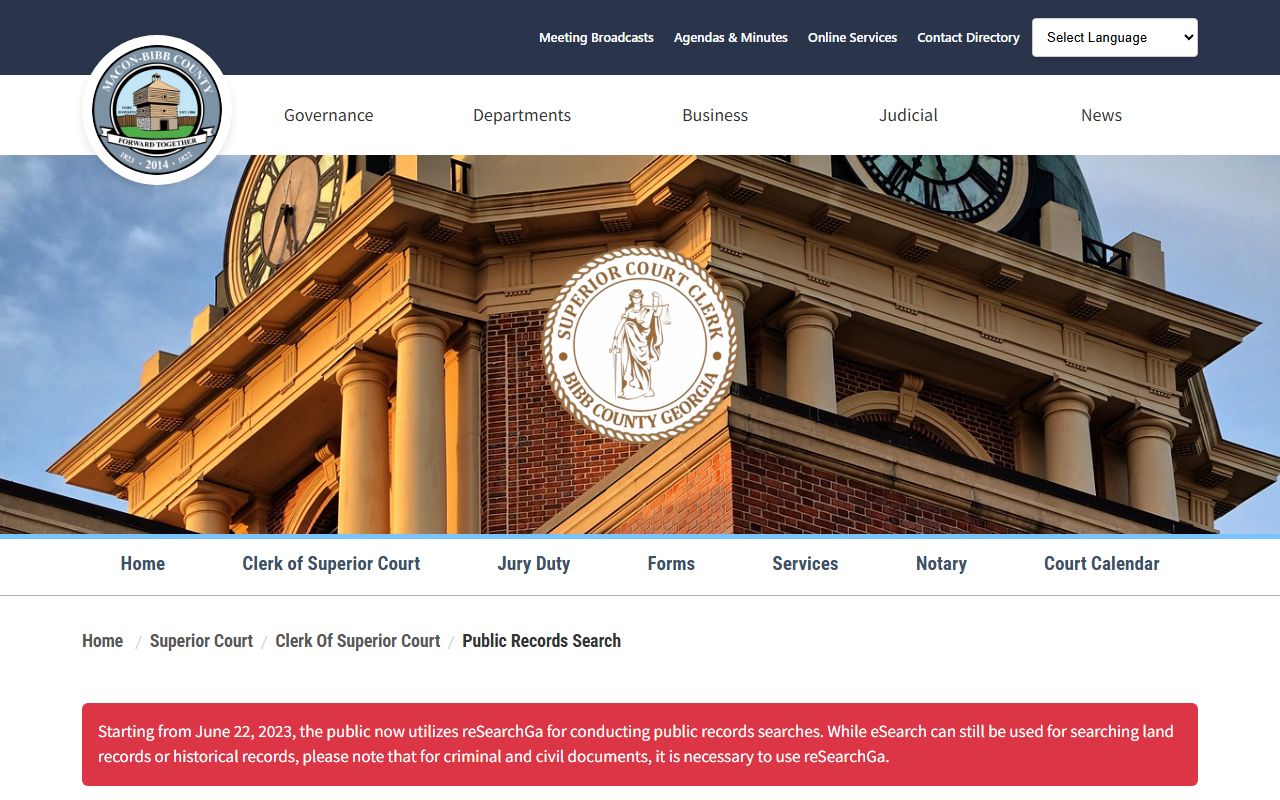 Bibb public records search routing page