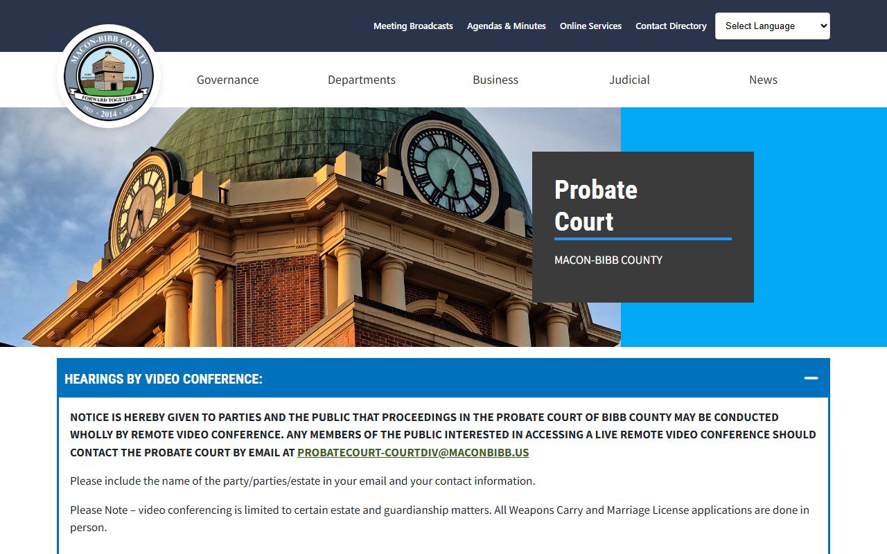Bibb Probate Court homepage