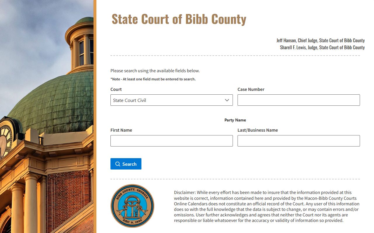 Bibb State Court docket search app