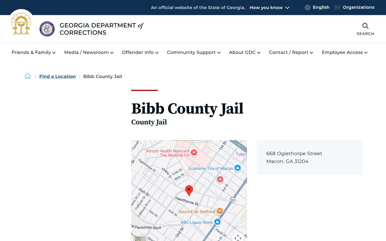 Bibb County inmate records Georgia Department of Corrections Bibb County Jail listing