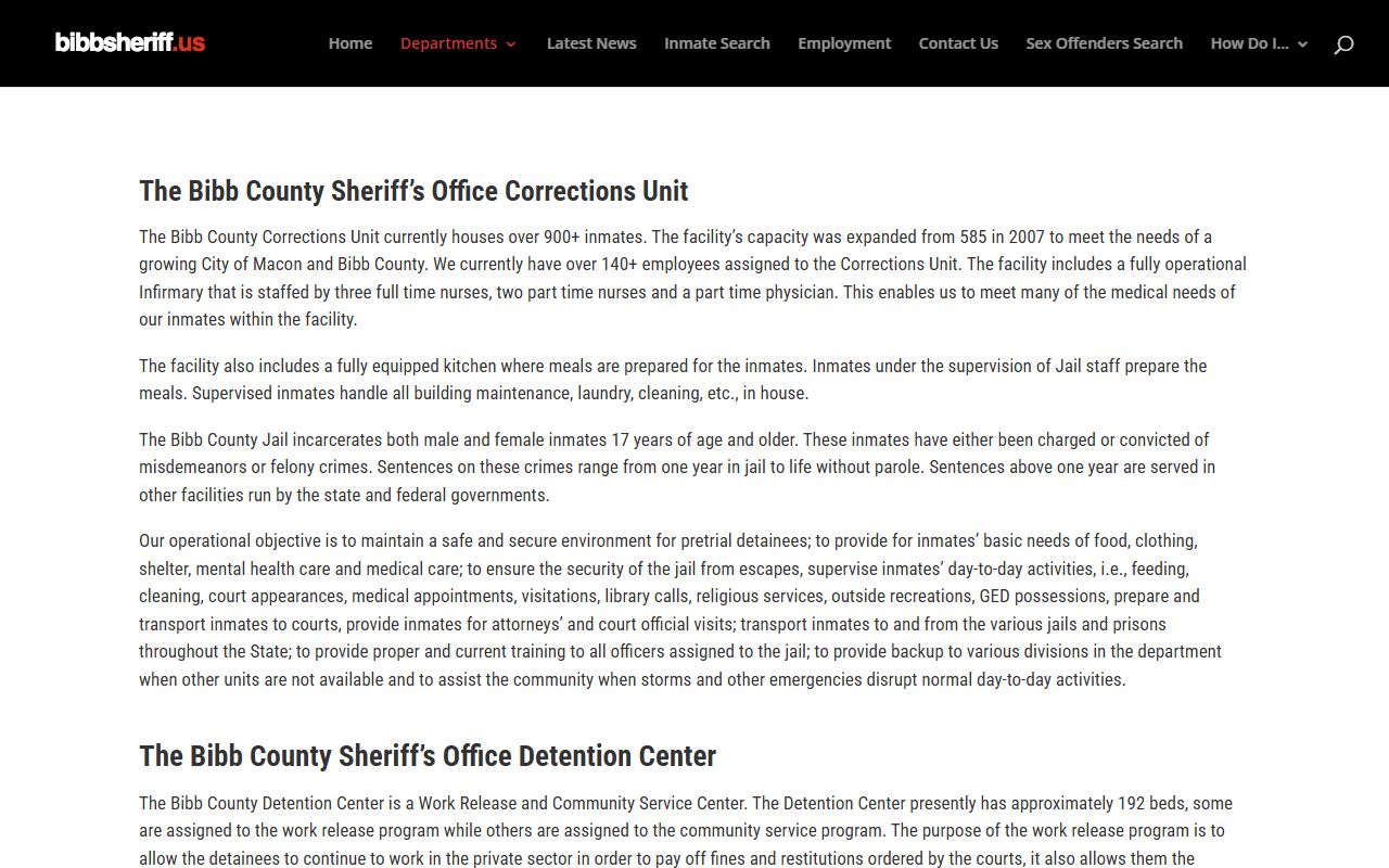 Bibb County inmate records Sheriff corrections and detention page