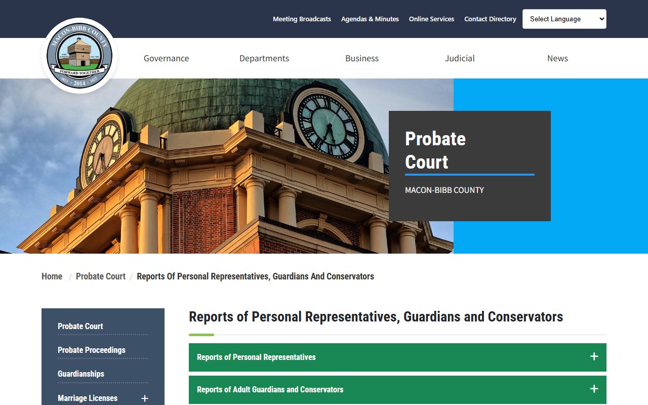 Bibb County probate records record search and report forms