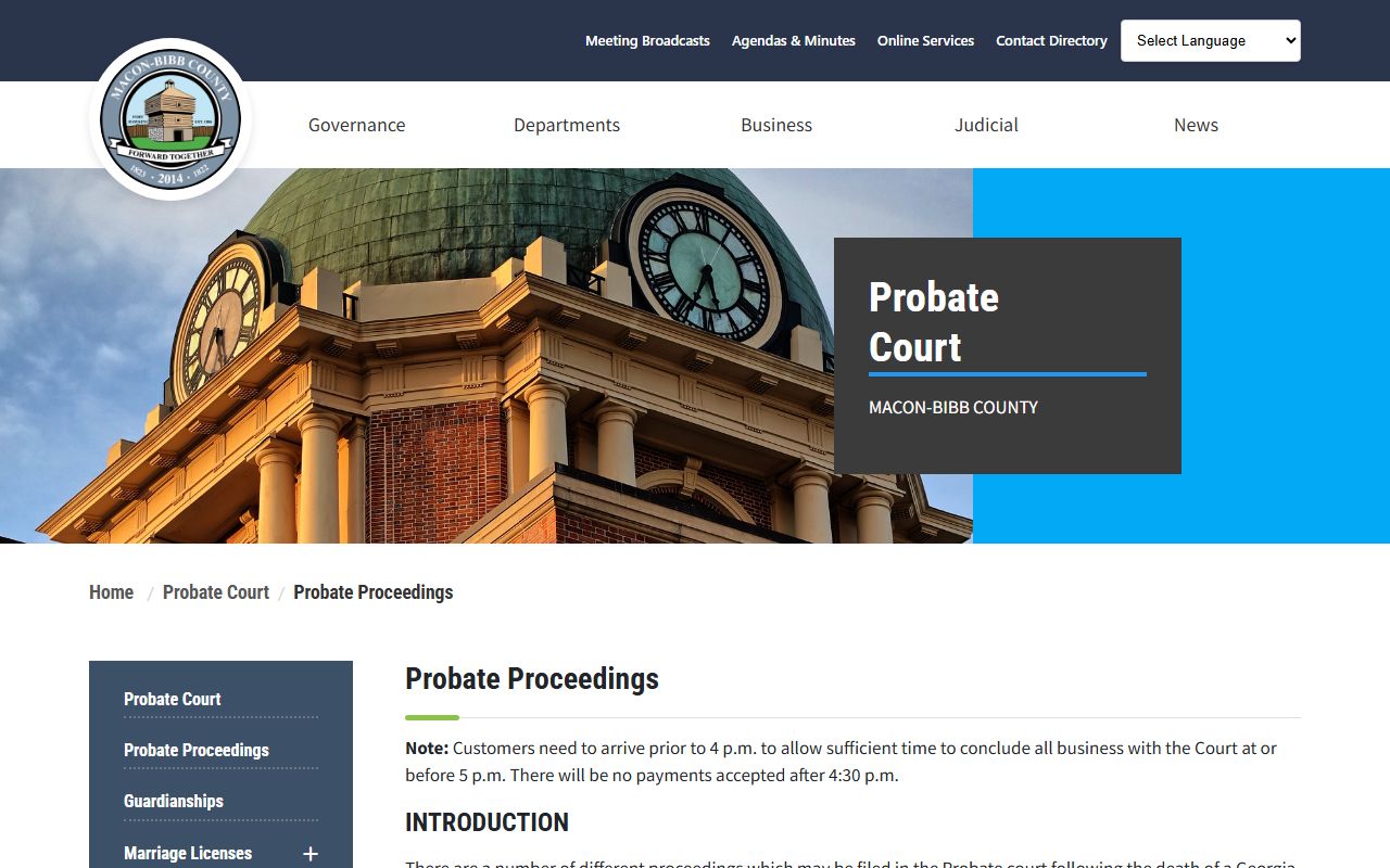 Bibb County probate records probate proceeding instructions