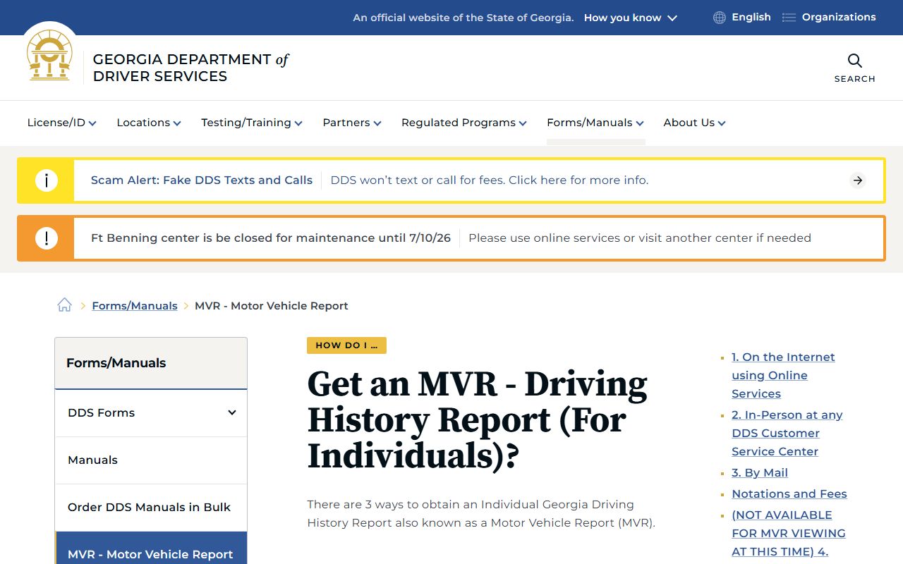 Bibb County traffic court records Georgia DDS motor vehicle report instructions